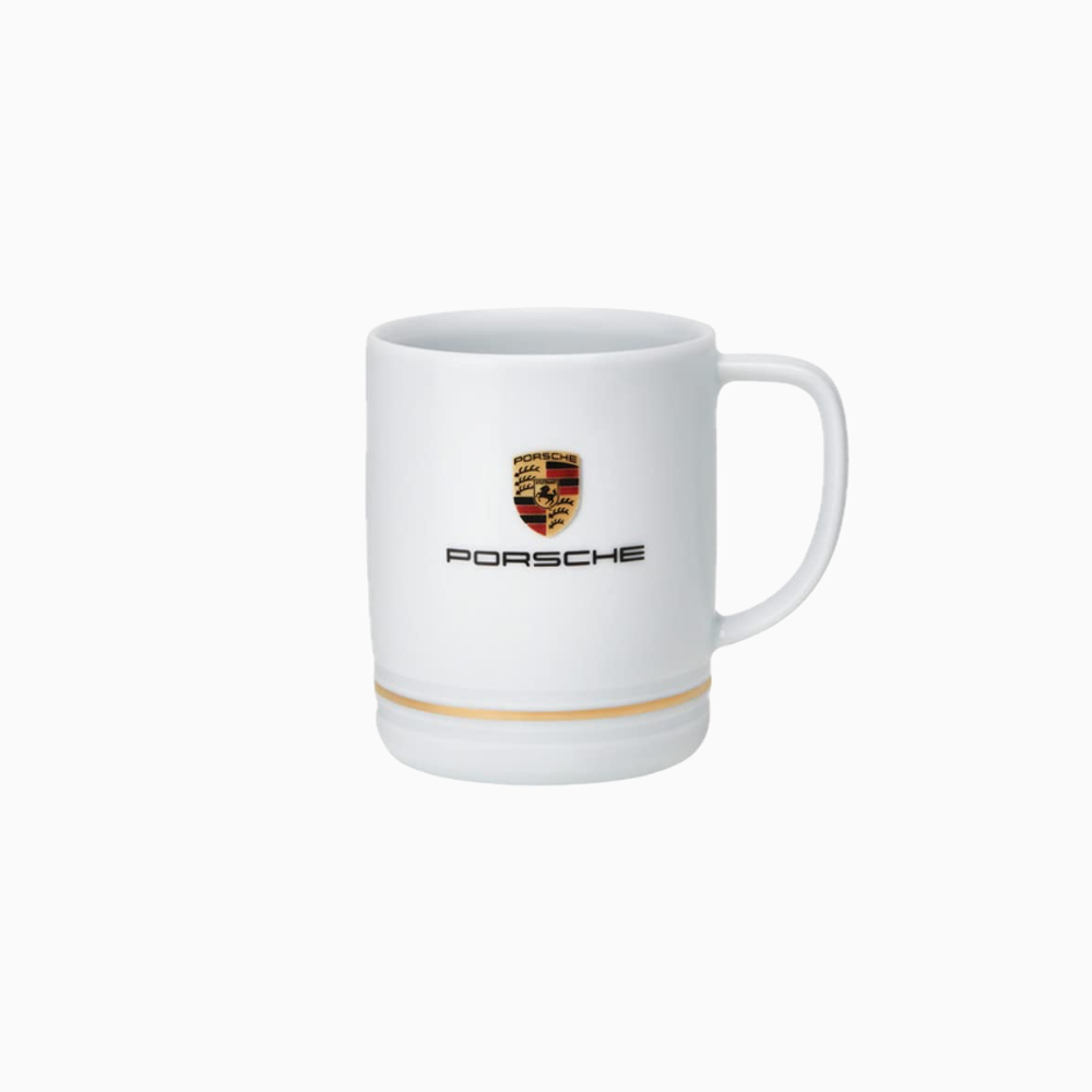 Porsche classic gold line white mug
